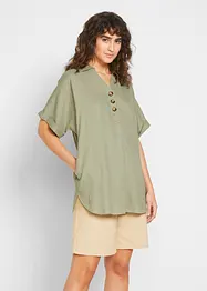 Leinen-Longbluse mit Knopfleiste, bonprix