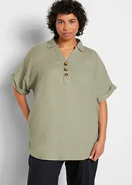 Leinen-Longbluse mit Knopfleiste, bonprix