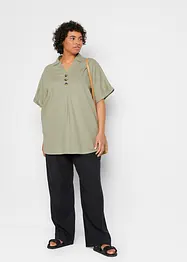 Leinen-Longbluse mit Knopfleiste, bonprix