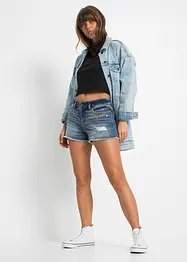 Jeansshorts Mid Waist mit Stickerei, bonprix