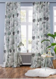 Baumwoll Vorhang mit Blätterdruck (1er Pack), bpc living bonprix collection