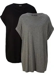 Longshirt mit umgeschlagenem Ärmel (2er Pack), bonprix