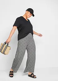 Pantalon palazzo en jersey avec taille confortable, imprimé, bonprix