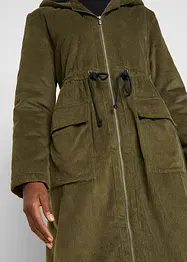 Cord-Mantel mit Teddy-Fleece Kapuze aus reiner Baumwolle, bonprix