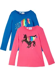 Lot de 2 T-shirts manches longues fille, bonprix