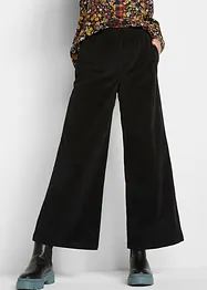 Pantalon large en velours côtelé à taille haute élastiquée, longueur cheville, bonprix