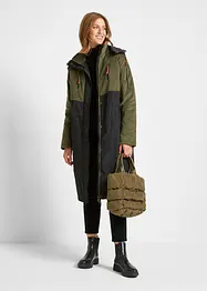 Long-Parka mit Kapuze und Materialmix, gerade geschnitten, bonprix