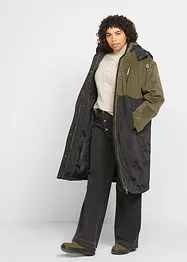 Long-Parka mit Kapuze und Materialmix, gerade geschnitten, bonprix