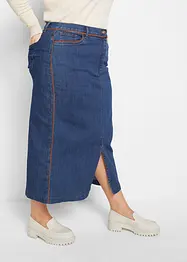 Jeansrock mit PU-Paspel, bonprix