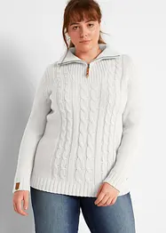 Troyer Pullover mit Zopfmuster, bonprix