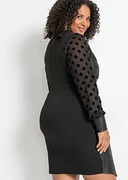 Robe avec empiècement jersey et manches en mesh à pois, bonprix