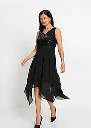 Robe midi en crêpe rehaussée de sequins, bonprix