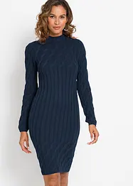 Figurbetontes Strickkleid mit Zopf- und Rippmuster, bonprix