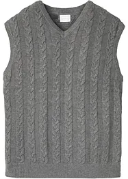 Pull coton sans manches en maille torsadée, bonprix