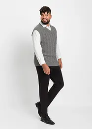 Pull coton sans manches en maille torsadée, bonprix