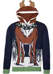 Pull à capuche avec motif de Noël en polyester recyclé, bonprix