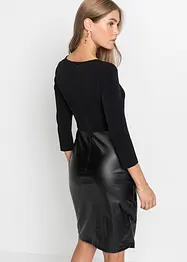 Lederimitat-Kleid mit Jersey-Oberteil, bonprix