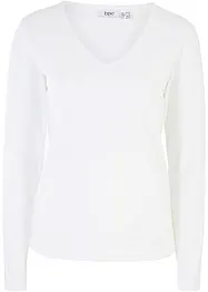 Langarmshirt mit V-Ausschnitt aus Bio-Baumwolle, bonprix