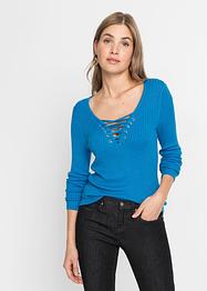 Feinripp-Pullover mit Schnürungen, BODYFLIRT boutique