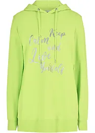 Sweat-shirt sport et féminin avec inscription métallisée, fentes latérales pour une plus grande liberté de mouvement, capuche., bonprix