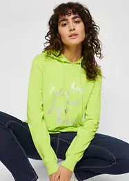 Sweat-shirt sport et féminin avec inscription métallisée, fentes latérales pour une plus grande liberté de mouvement, capuche., bonprix