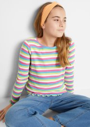 Mädchen Ripp-Streifenshirt aus Bio-Baumwolle, bpc bonprix collection