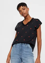 T-shirt imprimé avec dentelle, bonprix