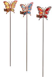 Lot de 3 porte-bougies chauffe-plat papillons sur pique, bpc living bonprix collection
