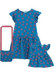 Mädchen Jerseykleid + Tasche + Puppenkleid (3-tlg. Set) aus Bio-Baumwolle, bonprix