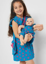 Mädchen Jerseykleid + Tasche + Puppenkleid (3-tlg. Set) aus Bio-Baumwolle, bonprix