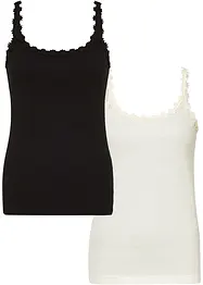 Tops côtelés avec bordure dentelle, bonprix