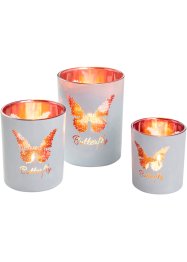 Teelichthalter mit Schmetterling-Motiv (3-tlg.Set), bpc living bonprix collection