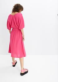 Musselin-Kleid mit Smock in der Taille und überschnittenen Ärmeln, bpc bonprix collection