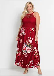 Sommer-Maxikleid mit Blumen-Print und Spitze, bonprix