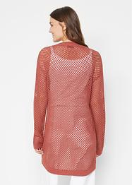 Ajour Oversize-Strickjacke mit Bindeband, aus Leinenmix, bpc bonprix collection