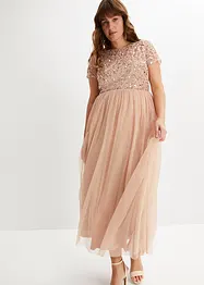 Robe longue avec paillettes appliquées, bonprix