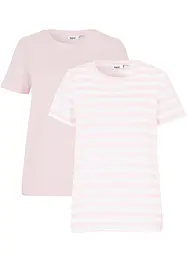 Lot de 2 T-shirts à col rond en coton, bonprix