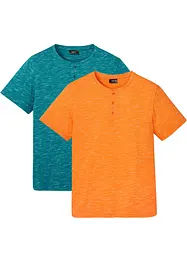 Lot de 2 T-shirts col Henley, manches courtes, bonprix