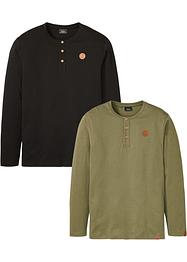 Lot de 2 T-shirts col Henley manches longues en coton, bpc bonprix collection