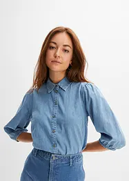 Blouse en jean avec manches bouffantes en coton, bonprix