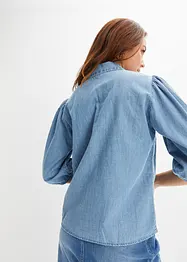 Jeansbluse mit Puffärmeln aus Bio-Baumwolle, bonprix