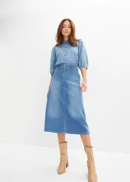 Jeansbluse mit Puffärmeln aus Bio-Baumwolle, bonprix