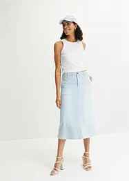 Jupe en jean extensible, longueur midi, bonprix