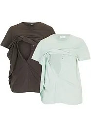 Lot de 2 T-shirts de grossesse et d'allaitement en coton, bonprix