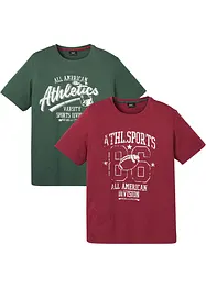 Lot de 2 T-shirts à imprimés sportifs, bonprix