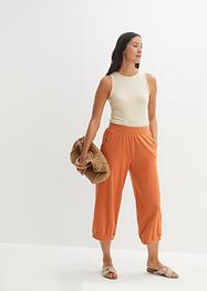 Pantalon large en Punto di Roma avec tour de taille confortable et bords-côtes à la base, bpc bonprix collection