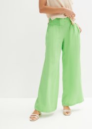Pantalon large avec lin majoritaire et taille smockée confortable, bpc bonprix collection