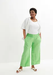 Pantalon Marlène taille haute, smockée et confortable avec lin majoritaire, bonprix