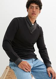 Langarmshirt mit Schalkragen, Slim Fit, RAINBOW