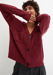 Verkürzte Strickjacke mit großen Taschen, bpc bonprix collection